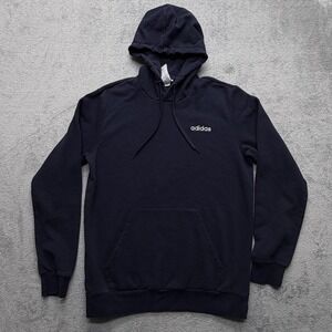 Adidas Hoodie Sweatshirt Mens Medium Navy Blue Pullover Embroidered Logo